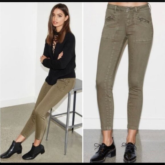 Kendall & Kylie Olive Green Multi Zip Cargo Tech Pants - Picture 1 of 6